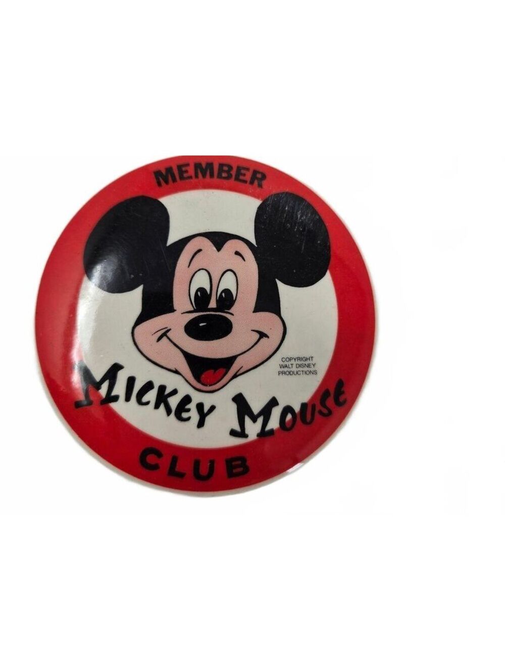 Vintage 1950s Mickey Mouse Club 3.5" Member Pin Button Walt Disney Production